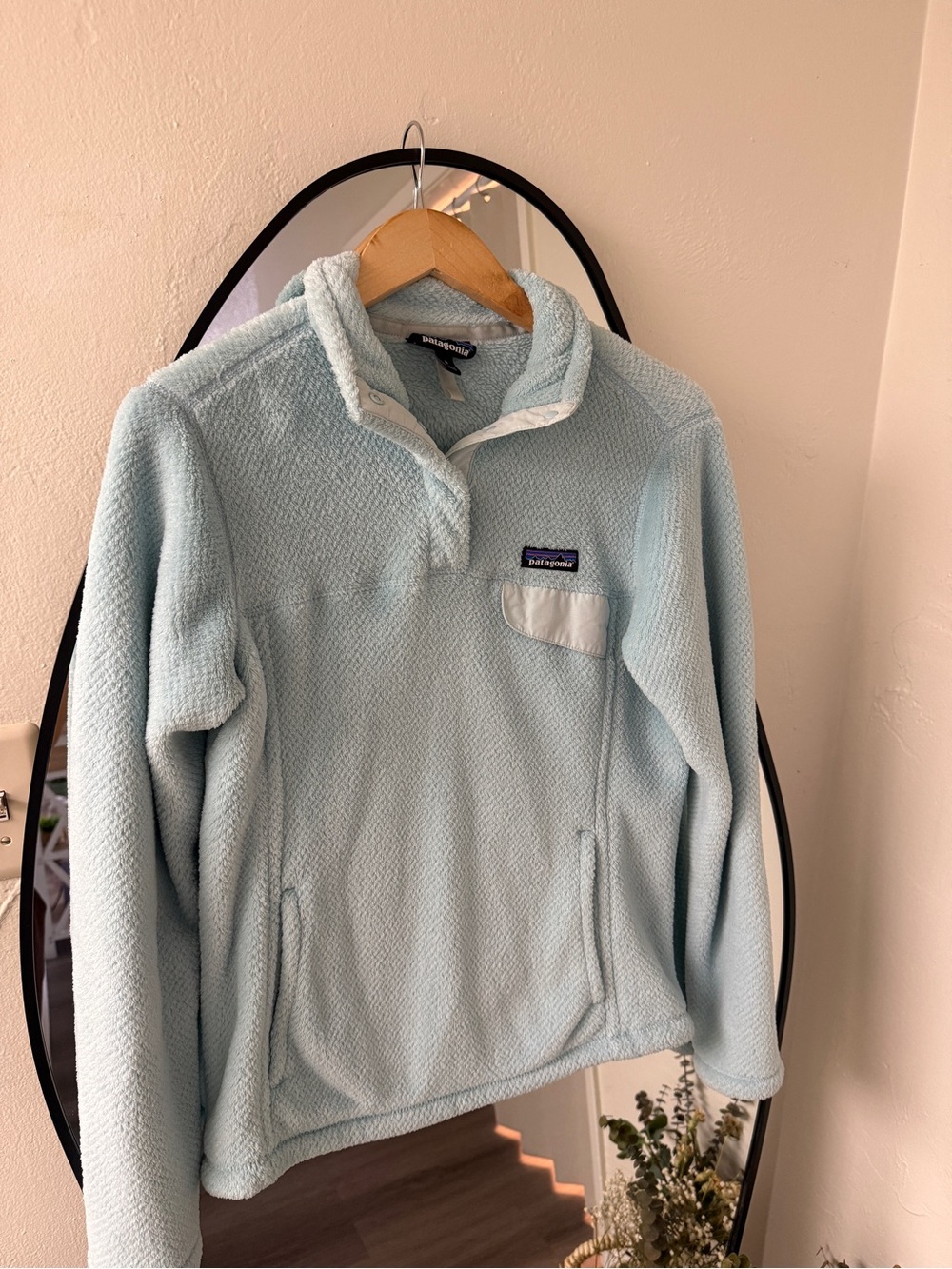 Patagonia Pale Blue Fleece Snap Pullover